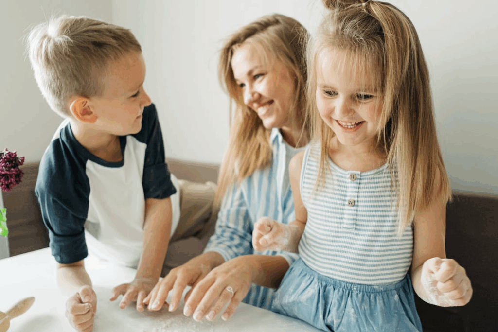 a mother spending time with her children