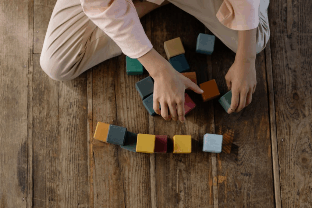 A child with toy blocks