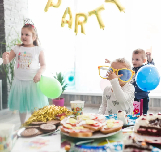 Children’s party with snacks, balloons, and more