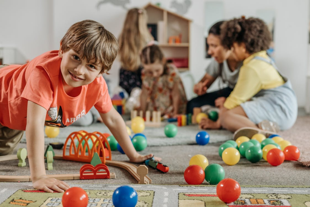 Children engaging in sensory play