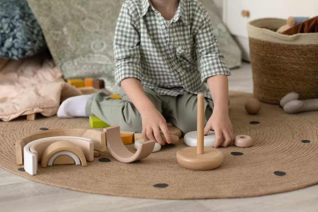 A child engaging in sensory play