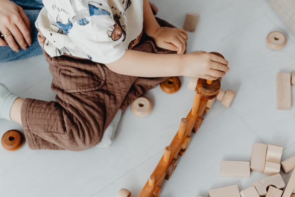 A child engaging in sensory play