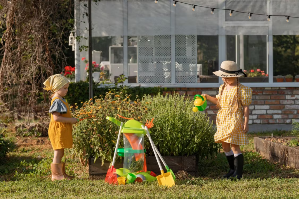 A child engaging in sensory play