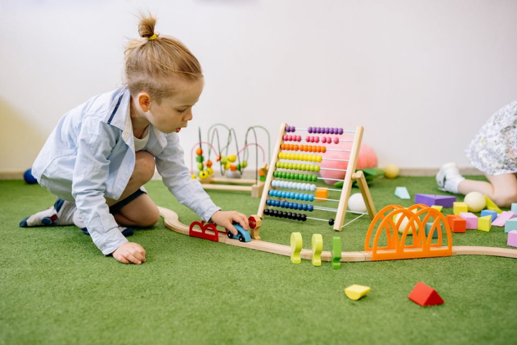 A child playing with toys